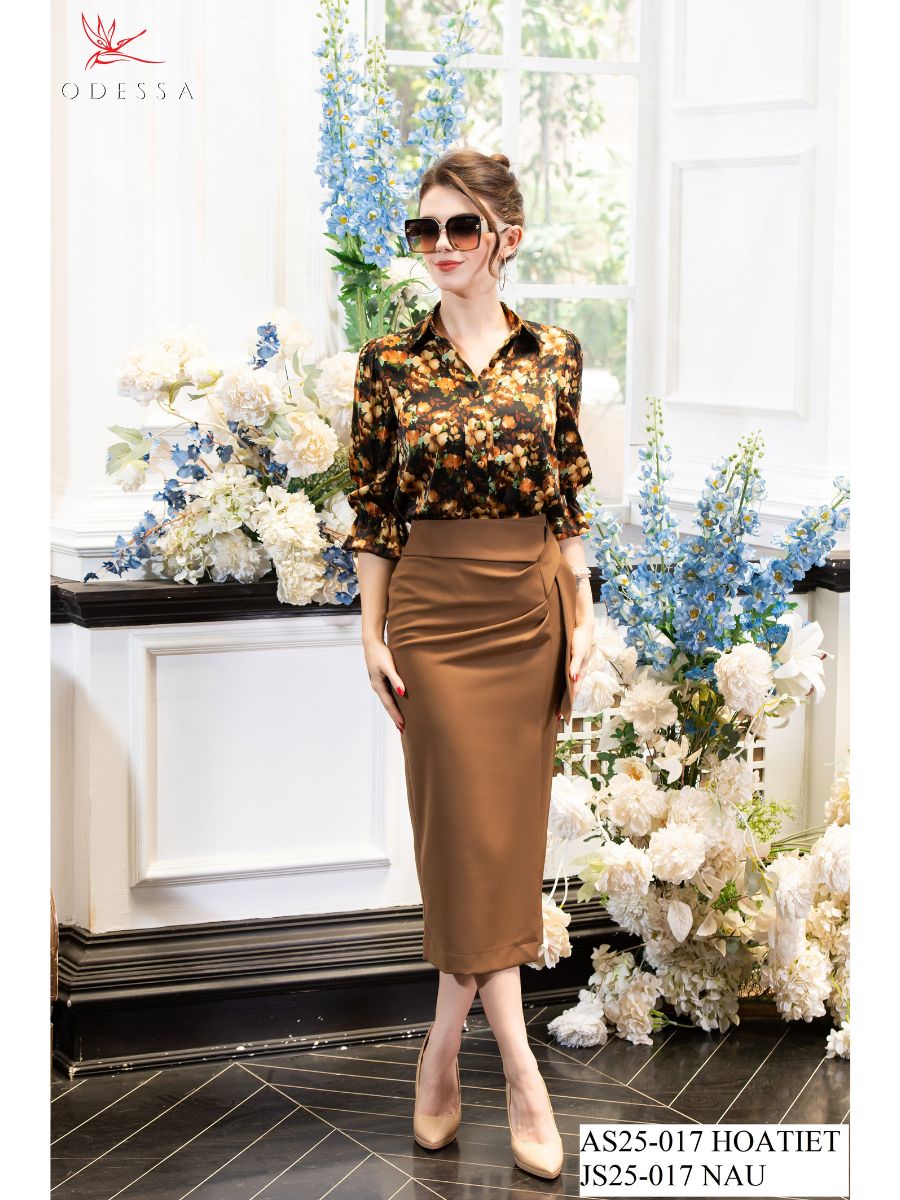 CHÂN VÁY BÚT CHÌ VẠT CHÉO THANH LỊCH JS25-017