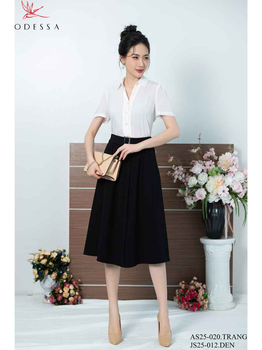 CHÂN VÁY DÁNG XÒE PHỐI THẮT LƯNG JS25-012