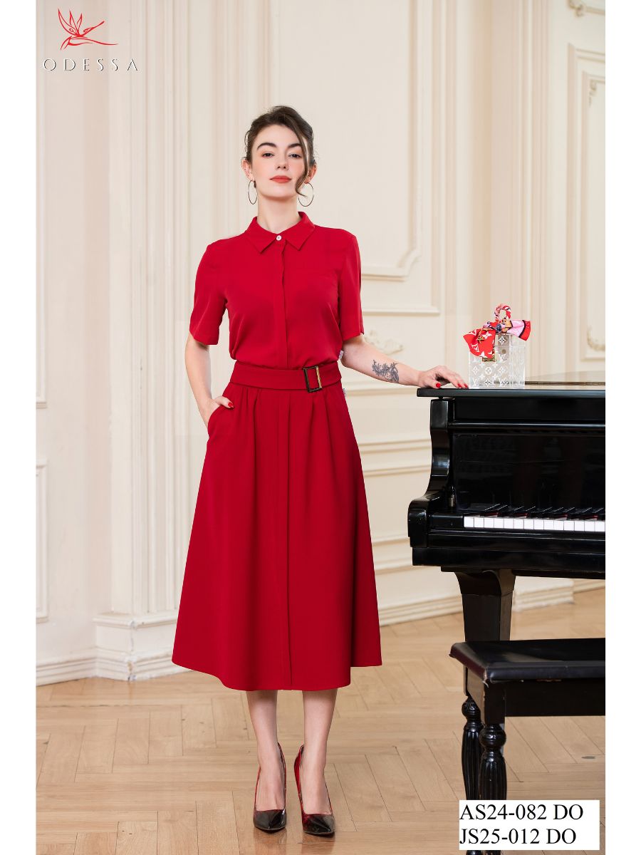 CHÂN VÁY DÁNG XÒE PHỐI THẮT LƯNG JS25-012