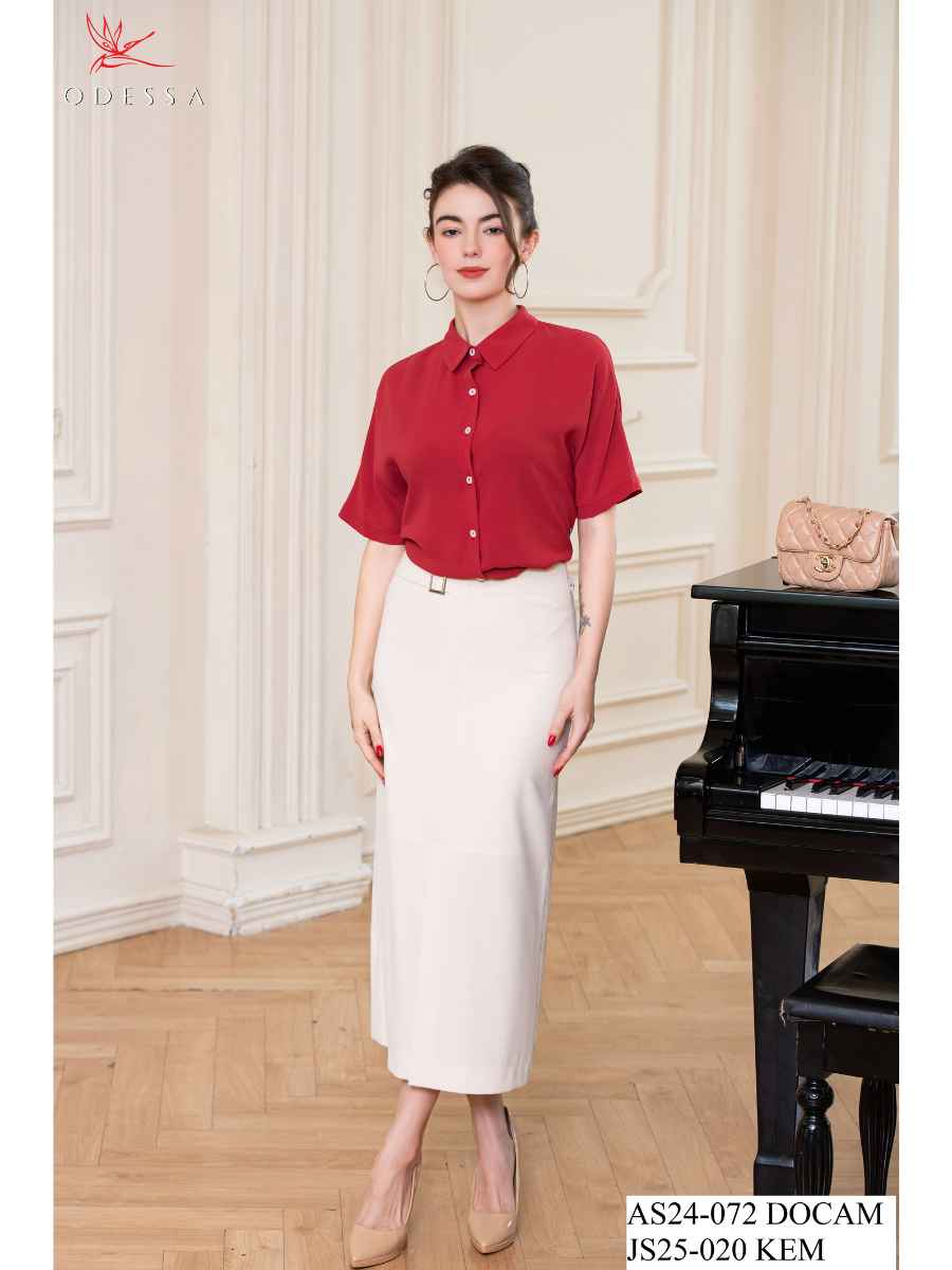 CHÂN VÁY SUÔNG PHỐI ĐAI EO SANG TRỌNG JS25-020