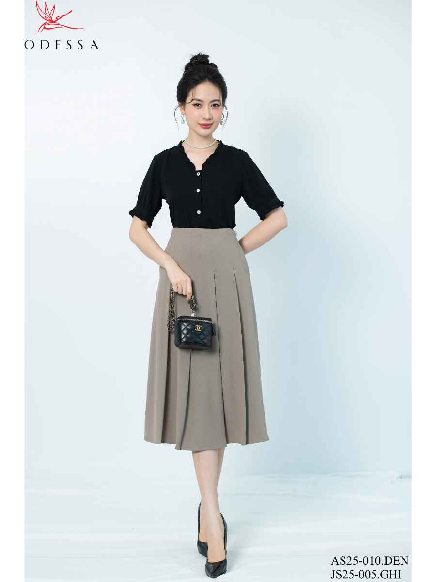 CHÂN VÁY XÒE PHỐI TÚI THANH LỊCH JS25-005