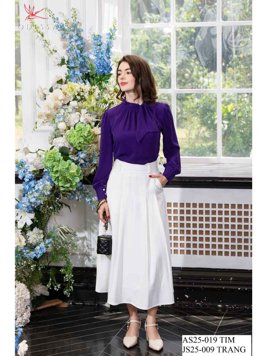 CHÂN VÁY XÒE XẾP LY TÚI CHÉO JS25-009