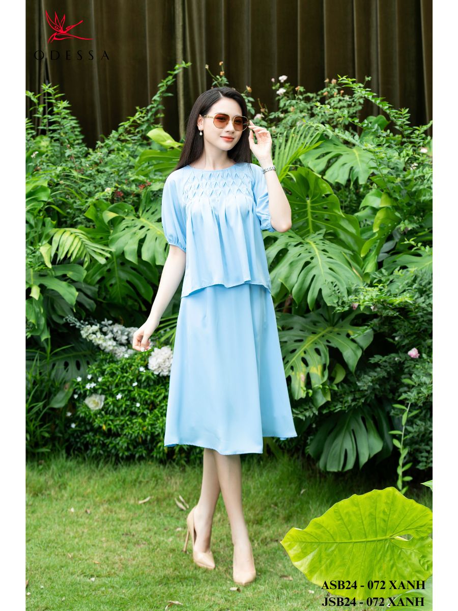 ÁO SƠ MI CỔ TRÒN PHỐI LY CÁCH ĐIỆU ASB24-072