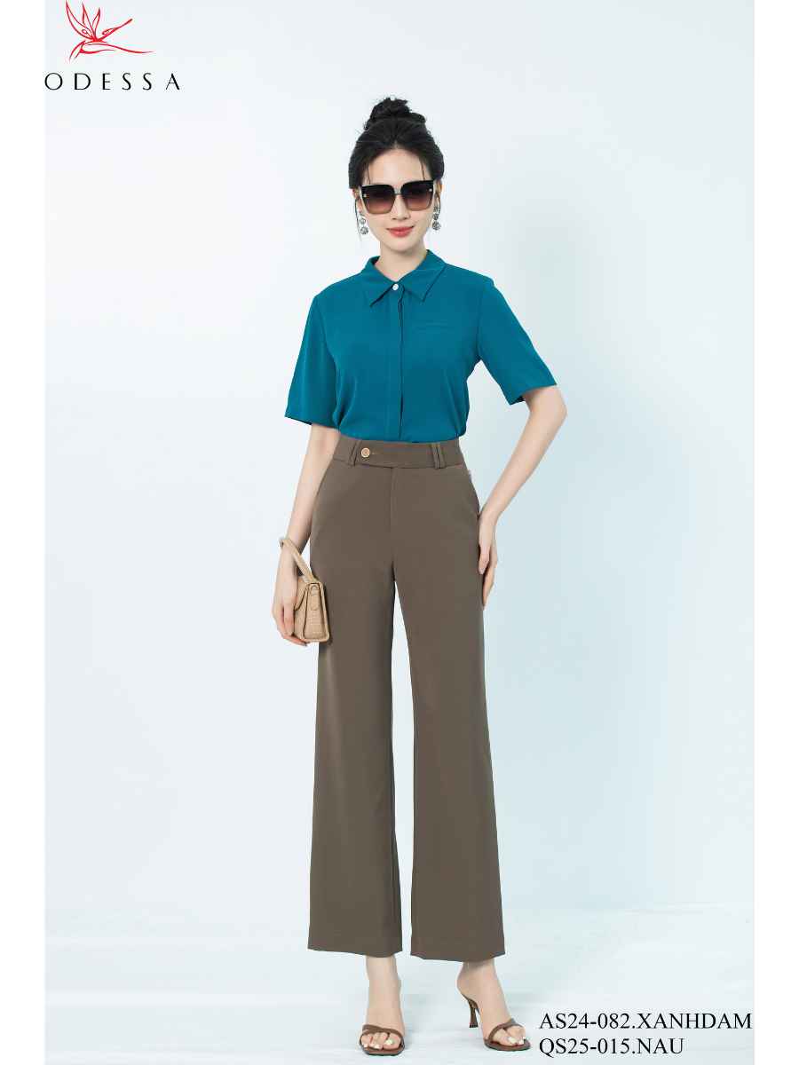 QUẦN TÂY ỐNG SUÔNG ĐÍNH CÚC CHÉO QS25-015