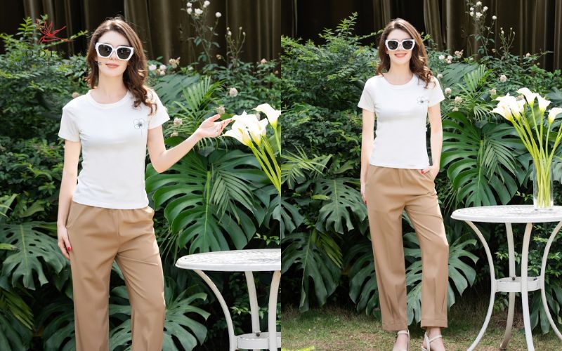 Quần ống côn + Áo thun công sở