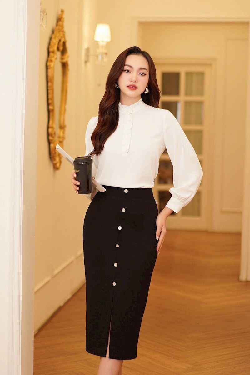 CHÂN VÁY BÚT CHÌ ĐÍNH CÚC JS24-006