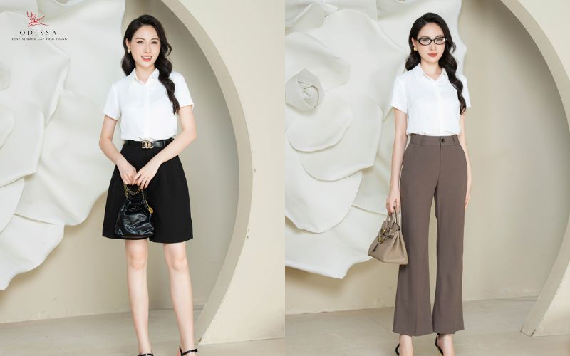 Áo sơ mi trắng cổ Đức truyền thống