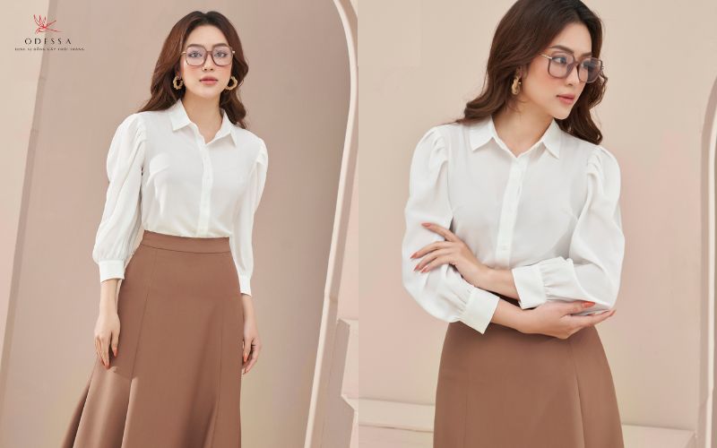 Áo sơ mi trắng tay bồng