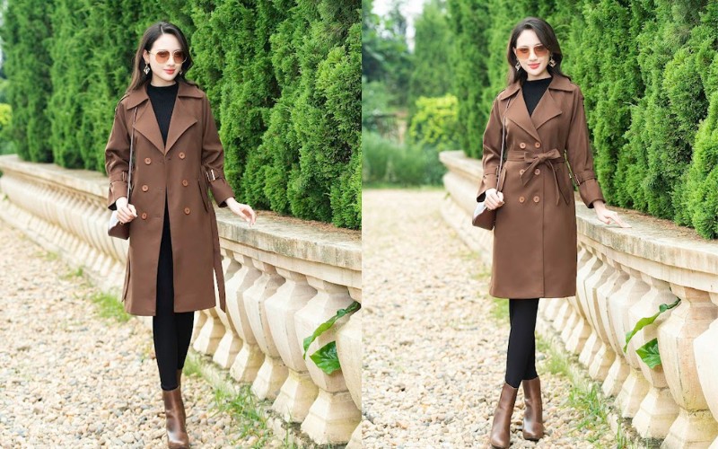 Quần skinny và áo khoác măng tô