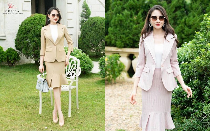 Kiểu áo Comple nữ kết hợp váy đuôi cá