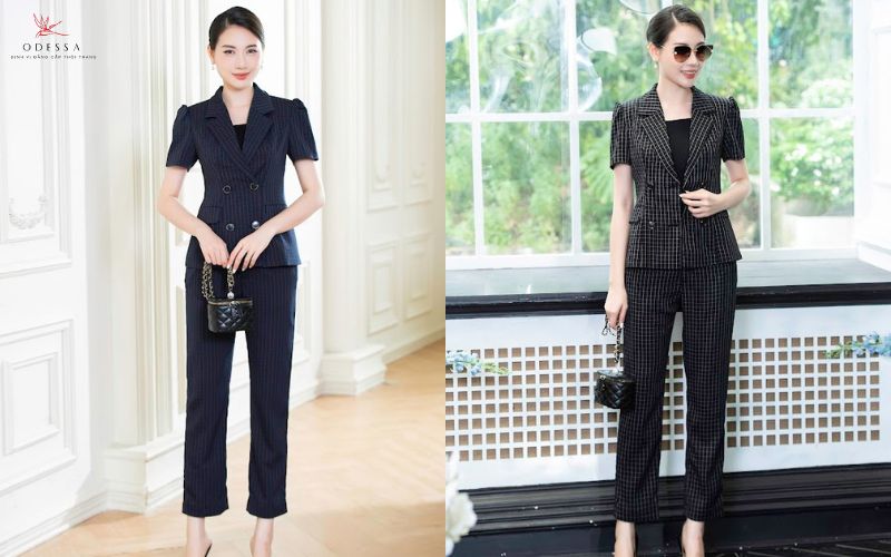 Kiểu áo Comple ngắn tay kẻ sọc