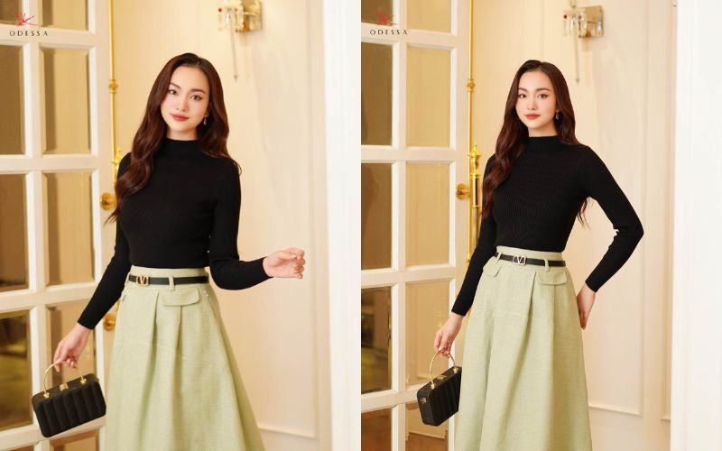 Chân váy dáng dài vintage