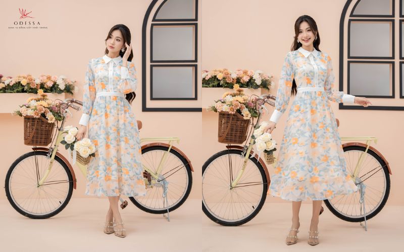 Đầm công sở dáng xòe thanh lịch