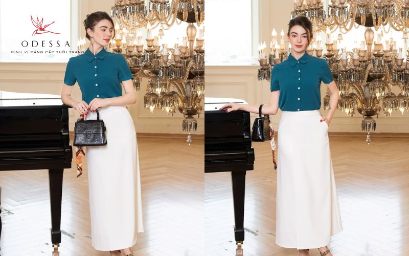 Chân váy xuông tà trước