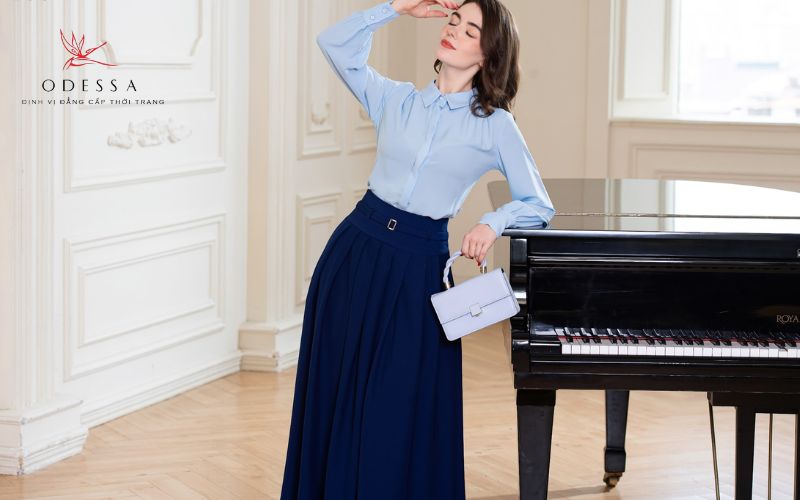 Chân váy juyp xếp ly dáng dài