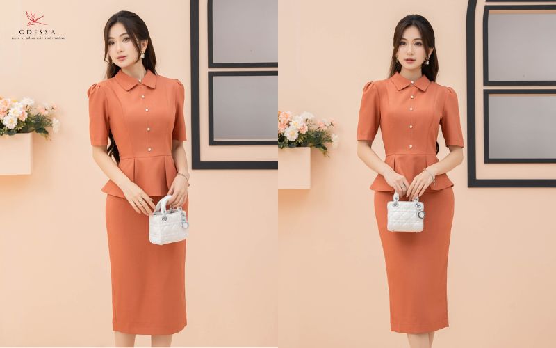 Chân váy liền áo peplum tôn dáng