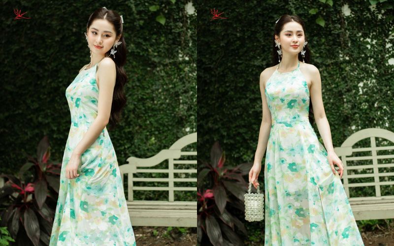 Chân váy liền áo cổ yếm thanh thoát