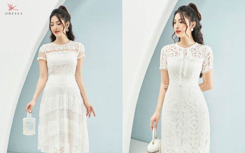 Chân váy liền áo phối ren quyến rũ