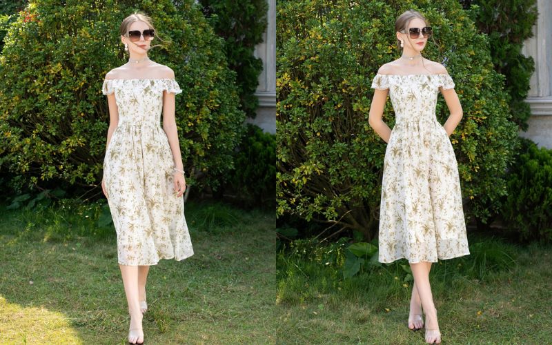 Các kiểu váy xòe liền thân có điểm nhấn eo Các kiểu váy xòe liền thân có điểm nhấn eo