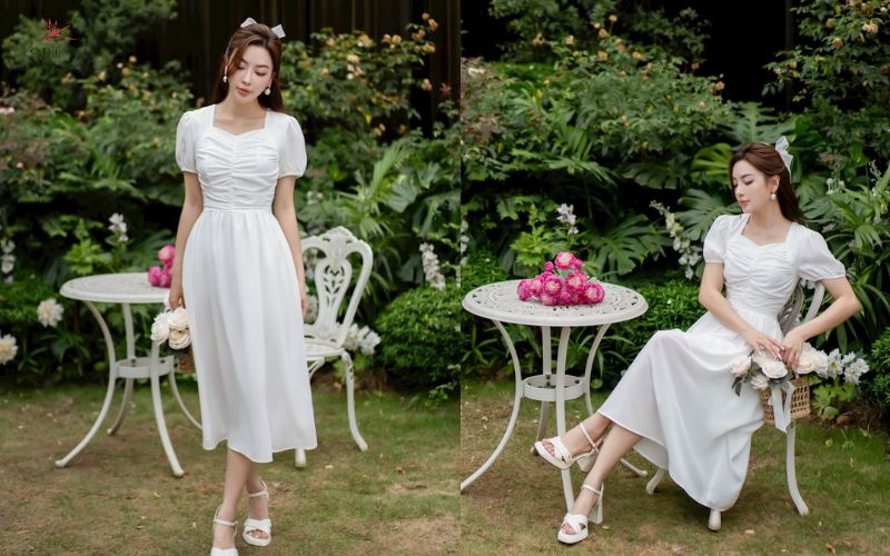 Đầm tiểu thư nhún ngực