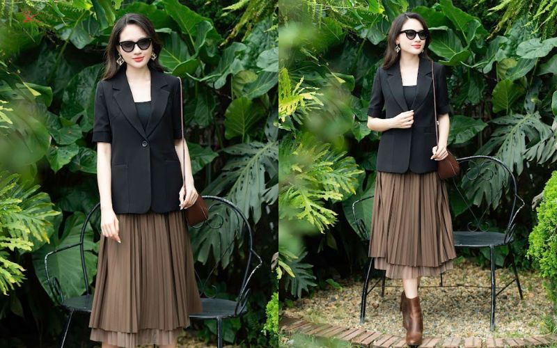 Áo blazer dáng rộng không độn vai