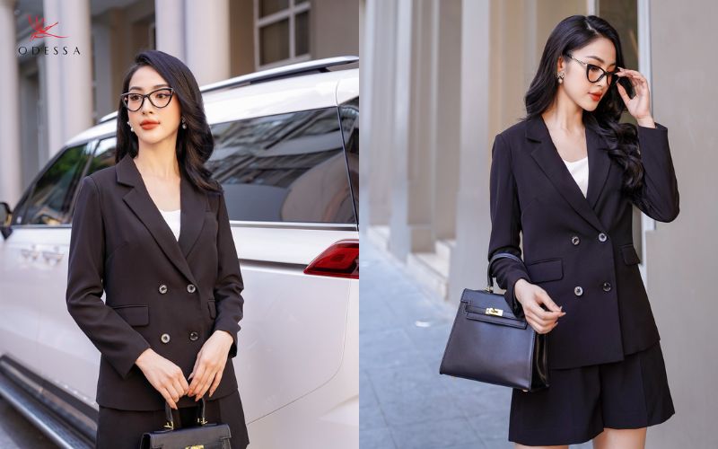 Áo blazer oversize cùng áo phông năng động