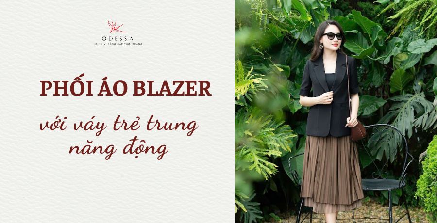 phối áo blazer với váy