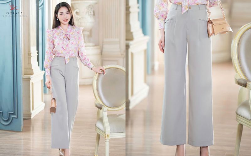 Phối áo sơ mi cùng quần ống suông