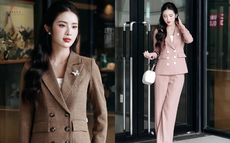 Áo blazer mix cùng quần culottes Áo blazer mix cùng quần culottes
