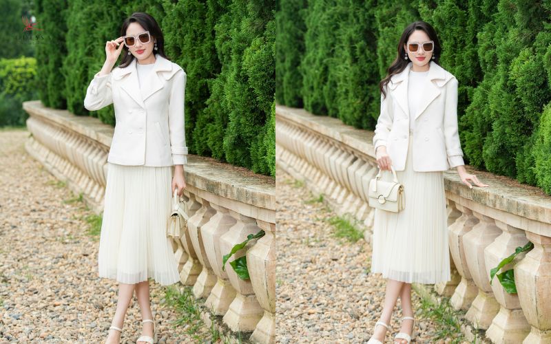 Set váy đầm trắng tinh khôi