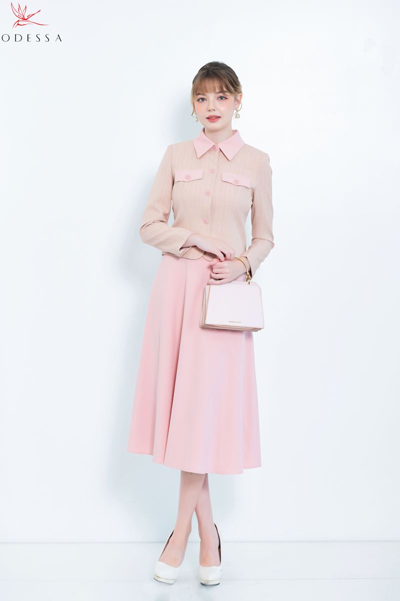 CHÂN VÁY XÒE BỘ VEST ĐIỆU ĐÀ JSB25-026