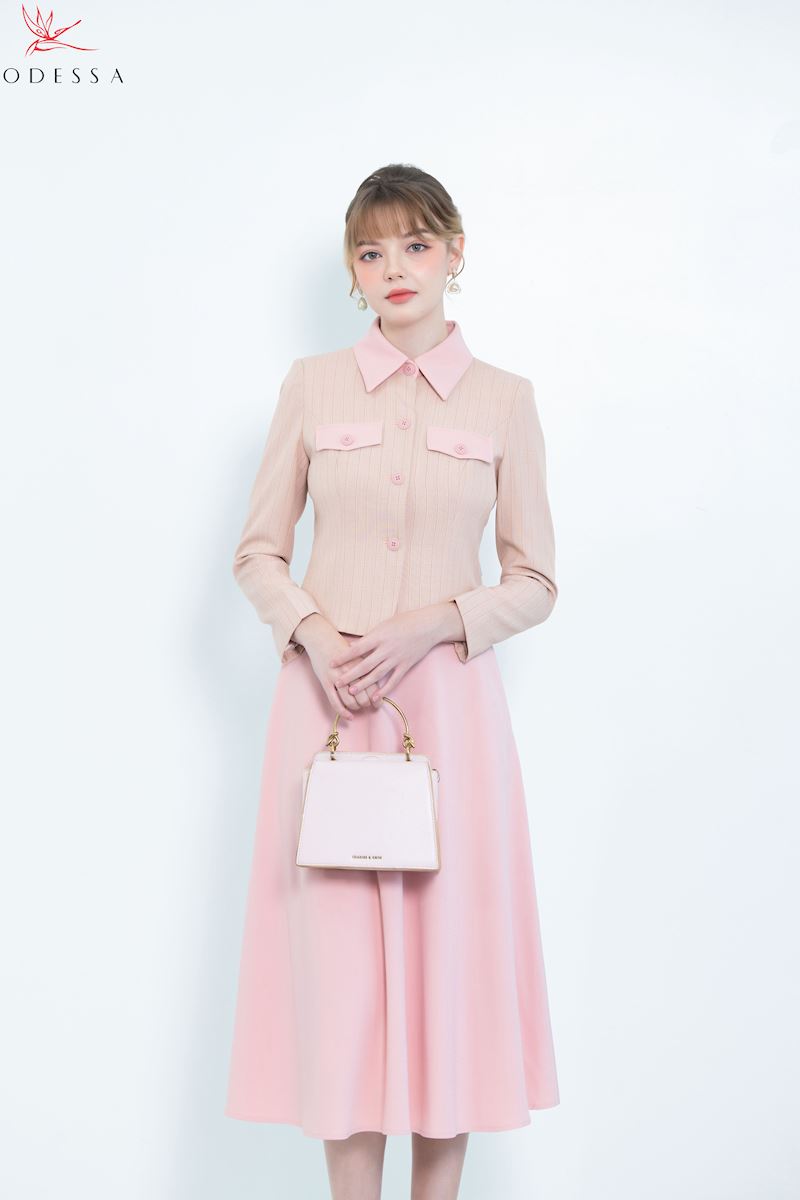 CHÂN VÁY XÒE BỘ VEST ĐIỆU ĐÀ JSB25-026