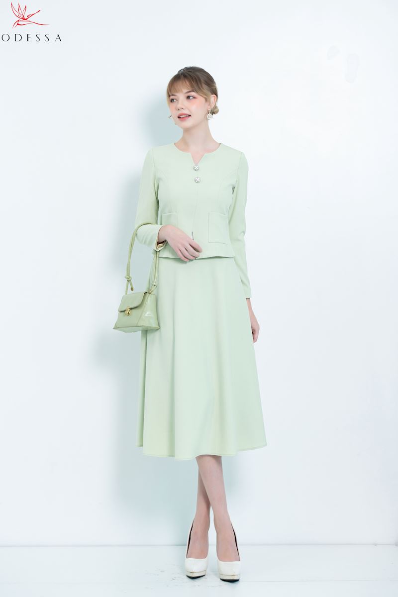 CHÂN VÁY XÒE SET VEST THANH LỊCH JSB25-020