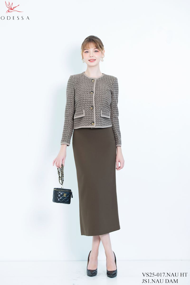 ÁO VEST DẠ CỔ TRÒN PHỐI TÚI VS25-017