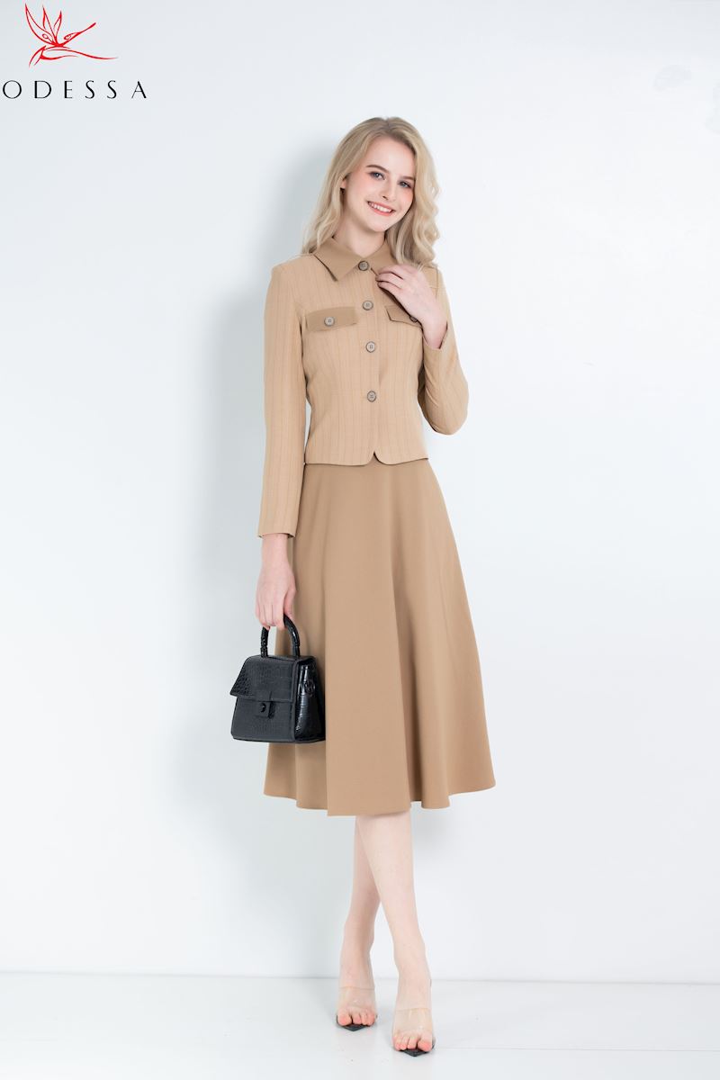 CHÂN VÁY XÒE BỘ VEST ĐIỆU ĐÀ JSB25-026